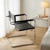 Stainless Steel Dining Chairs Modern Simple Restaurant Chair Living Room Portable Leather Armchair Home Decoration Furniture