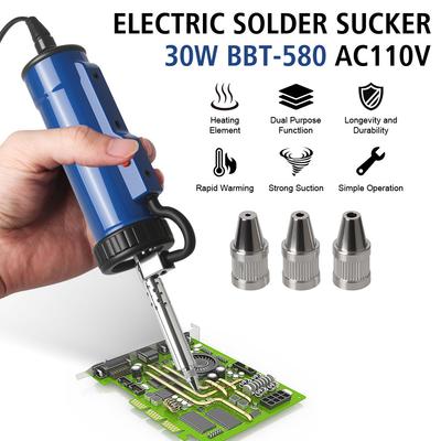 ADT03 Desoldador Eléctrico Automático Portátil para Estaño Nuevo Soldador de Desoldadura con 3 Boquillas de Succión Bomba de Vacío para Soldar y Eliminar Estaño