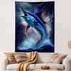 Blue Marlin Leaping from Ocean Waves Patterned Tapestry Home Decor, Suitable for Bedroom and Living Room, Gift