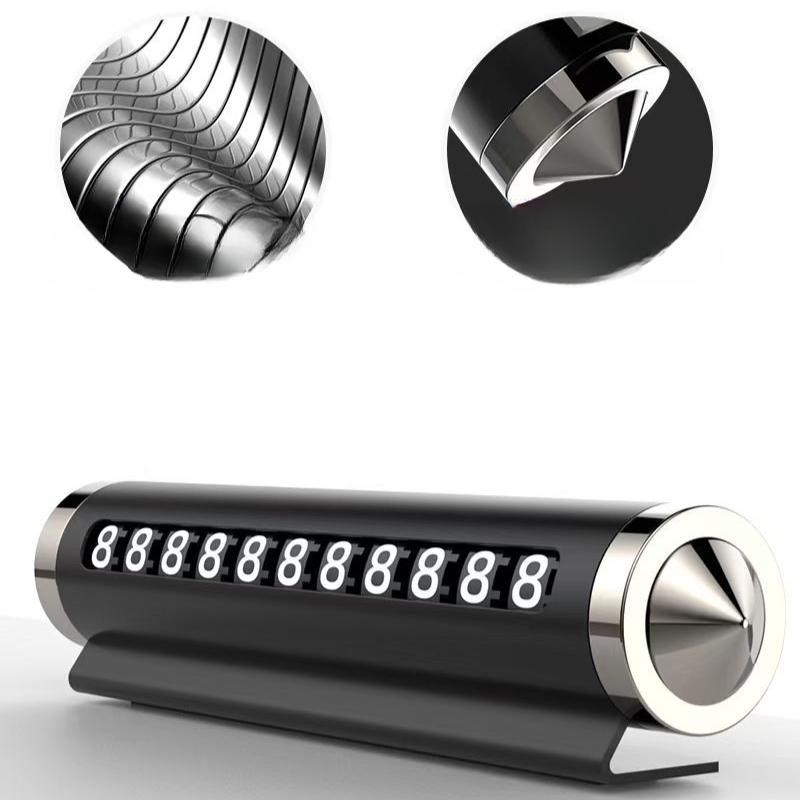 Car Temporary Parking Number Plate Black Aluminium Alloy Material Roller Adjustable Car Parking Plate Car Supplies