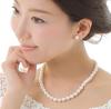Tsuyatama Ururu White Pearl Necklace and Earrings Set for Pearl Presentation Box and Quality Perfect for and Entrance Ceremonies Weddings, 8.5-9mm
