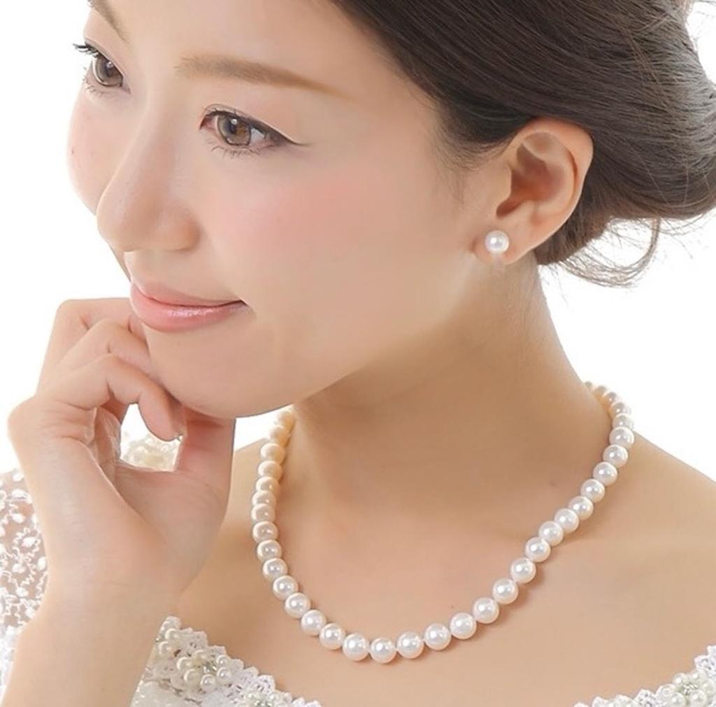 Tsuyatama Ururu White Pearl Necklace and Earrings Set for Pearl Presentation Box and Quality Perfect for and Entrance Ceremonies Weddings, 8.5-9mm
