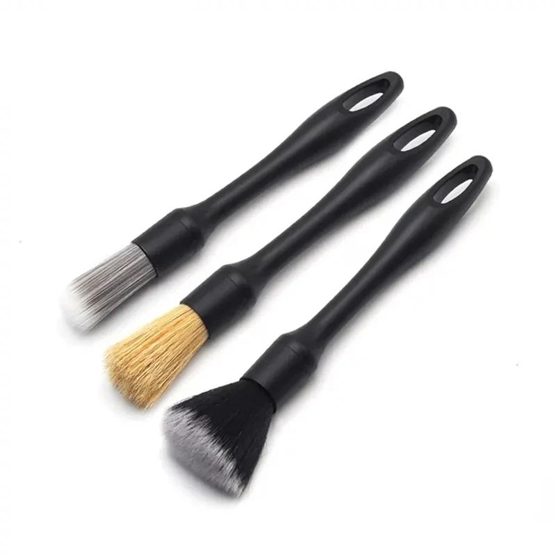 3PCS štětec na detaily do auta Super měkký štětec na detaily do auta se syntetickými štětinami Příslušenství ke štětcům na prachovky do auta