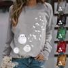 Trykk Genser Rund Hals Pullover Topp Casual Langermet Dame T-skjorte