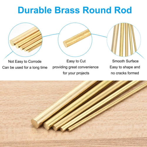 PATIKIL Brass Rod, 2.5mm Diameter, 254mm Length, H59 Round Bar, for DIY Crafts, Hardware, Model Cars, Airplanes, and Ships, Copper