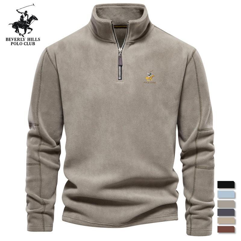 

POLO CLUB Embroidered Men s Autumn and Winter New Item Stand Up Collar Half Zipper Long Sleeved Sweatshirt Trendy Casual Fleece Top S