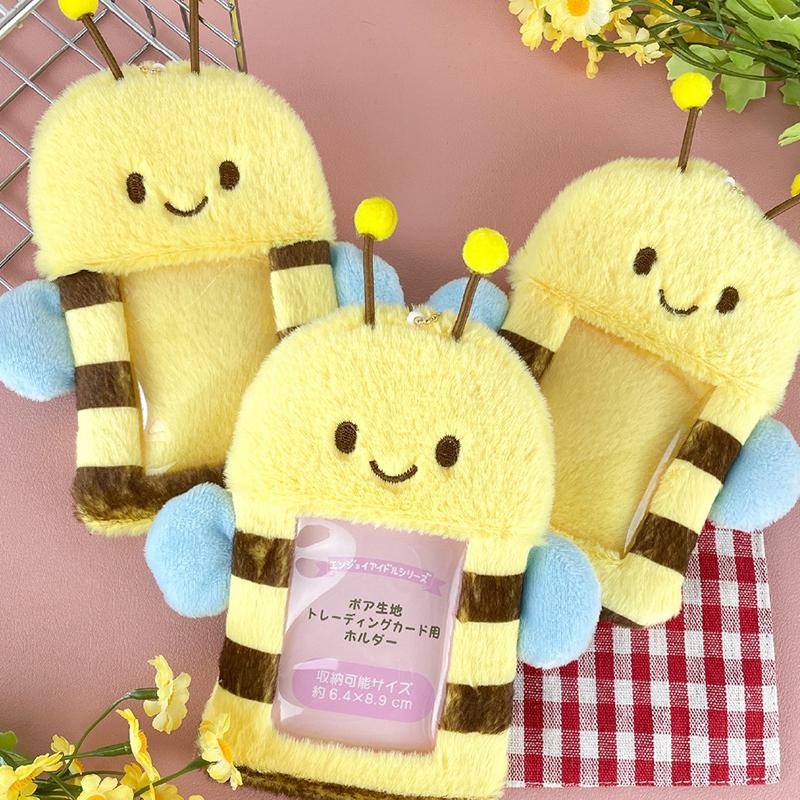 Cartoon Plush Photocard Holder Kawaii Bear Photo Album Students Idol Card Protective Covers Girls Bag Hanging Pendants