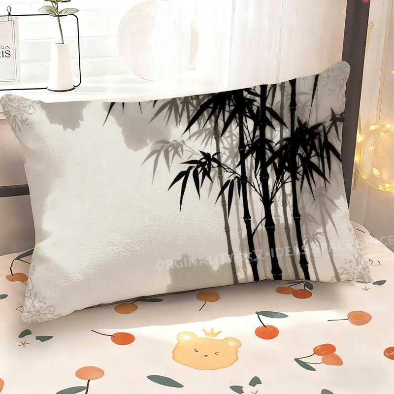 Bamboo Pattern Pillowcase Decor Suitable For Sofa Bedroom Car Pillow Cover Cushion Rectangular Back Cushion