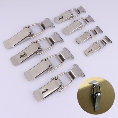 Stainless Steel Spring Loaded Draw Toggle Latch Clamp Clip Silver Hasp Latch Catch Clasp 90 Degrees Duck-Mouth Buckle Hook Lock