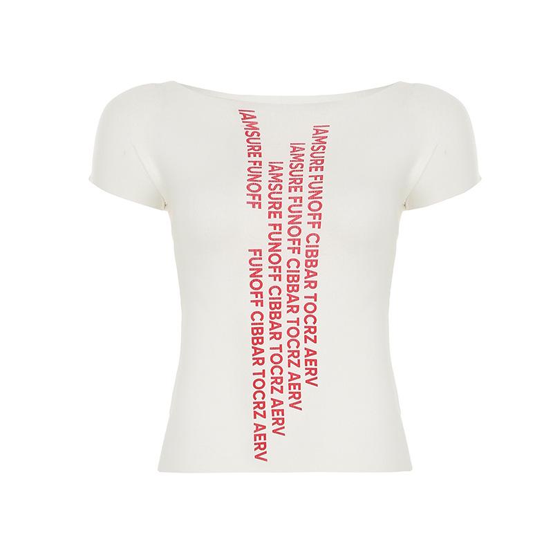 

Женская модная футболка 2025 года, приталенная, уличный стиль, с графическим принтом, короткий рукав, повседневный топ Medium белый