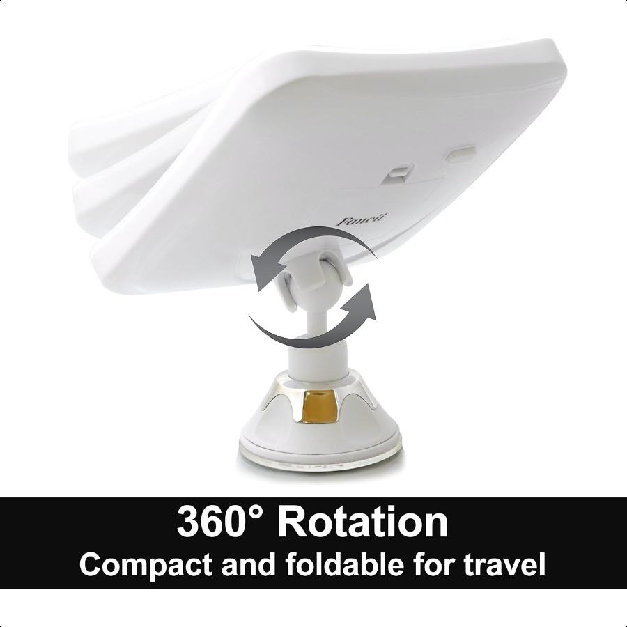 10X Magnifying Lighted Makeup Mirror Daylight LED Vanity Mirror Compact Cordl Locking Suction 6.5 Wide 360 Rotation Portable Il