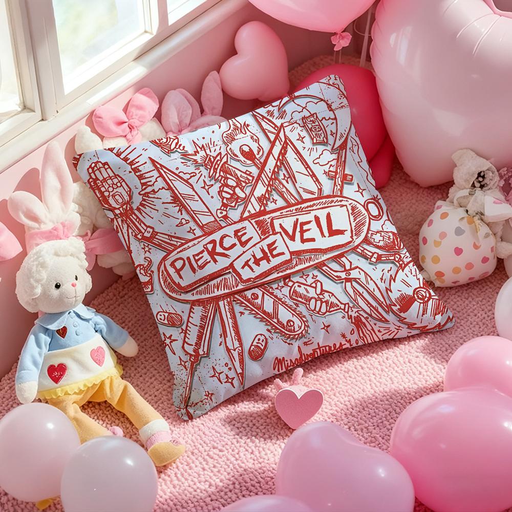 American Rock P-Pierce The Veil Cushion Cover Pattern Printed Pillowcase for Living Room Sofa Cushion Cover & Bedroom Decor