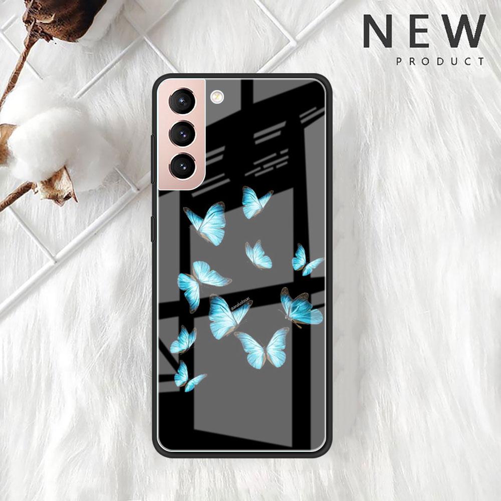 

Красивый стеклянный чехол с розовой бабочкой для Samsung Galaxy S22 S20 FE S21 Plus, чехол для телефона S10 5G S9 Note 20 Ultra 10 Lite Shell Samsung Note 9