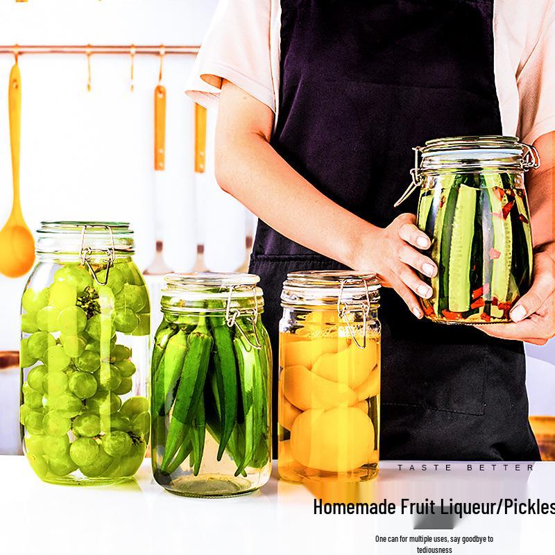Glass Sealing Jar with Stainless Steel Buckle for Food Storage - Ideal for Tea, Grains, and Cereals In the Kitchen
