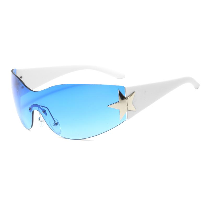 New Children's Rimless Star Decoration Integrated Y2K Hot Girl Style Hip Hop Fashion Sunglasses Beach Party Glasses Kids