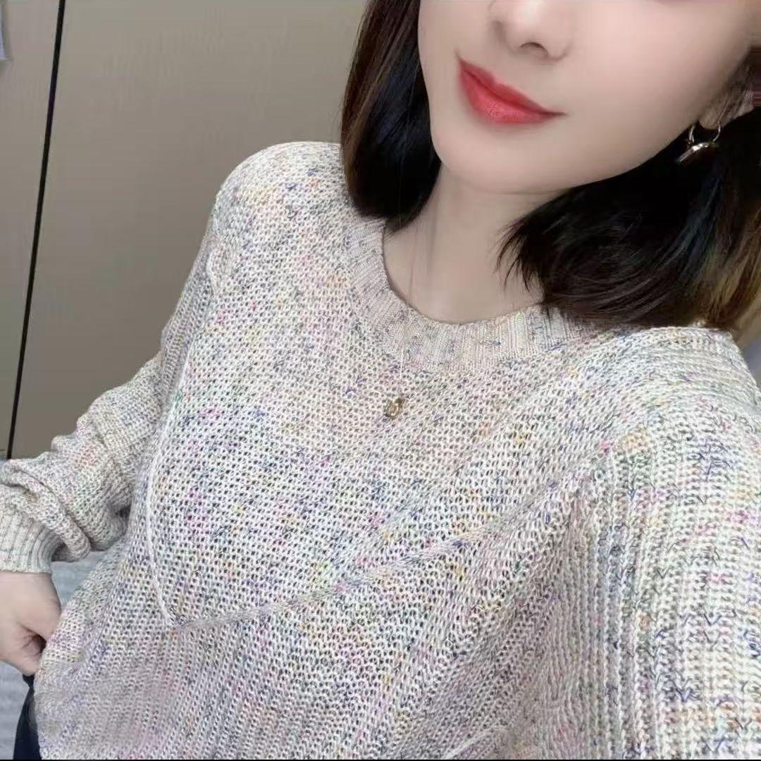 

Вязаный топ Мамин свитер Свободный Длинный рукав Базовый слой Тонкий Женский Внутренний слой One Size