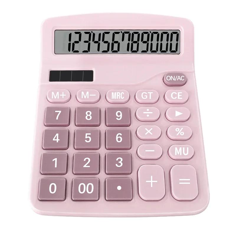 

12 Digits Electronic Calculator Solar Calculator Dual Power Supply Calculator for Home Office School Financial Accounting Tools рожевий