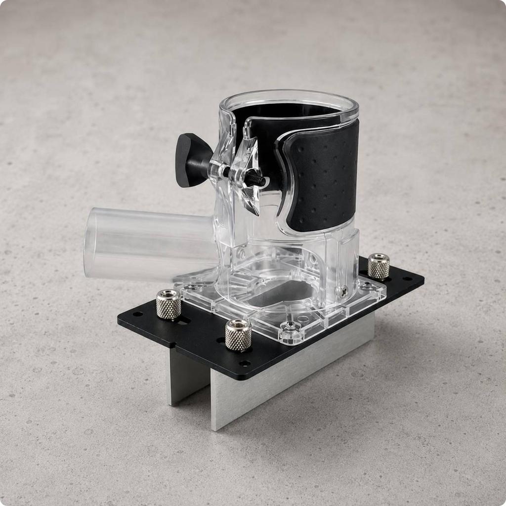 Dust Collection Router Jig with Cutter and Wrench Slotting Router Jig Woodworking Tool Aluminum Alloy Sturdy