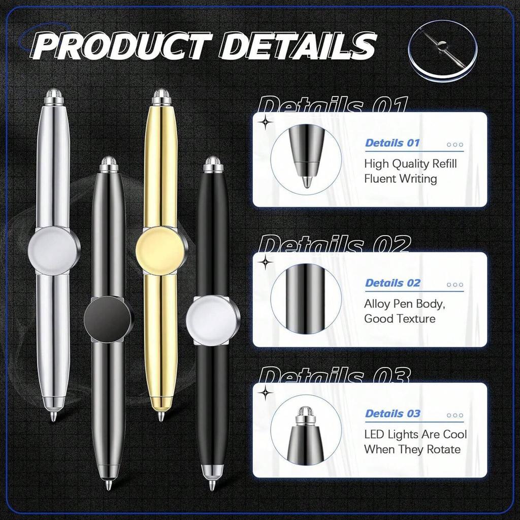 Pen Spinner Stift mit LED-Licht Multifunktionaler Stift Hilft Stressabbau Denk-Kugelschreiber Rotierend Anti-Stress Angst