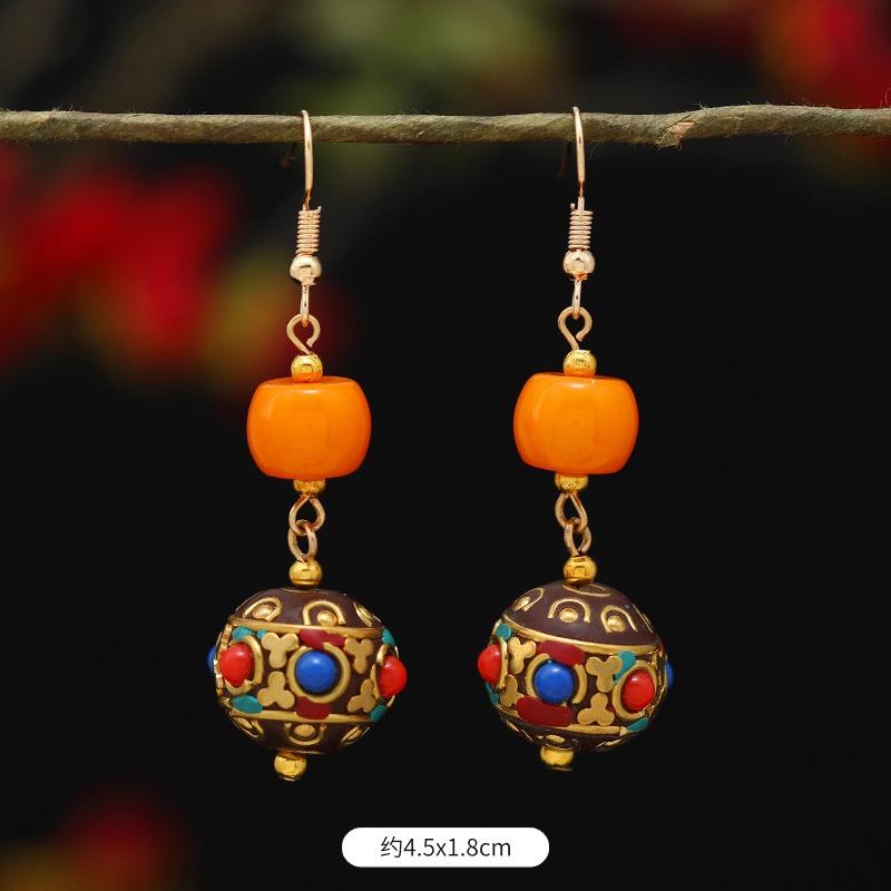 

Ретро Экзотический Стиль Непальские Серьги Тибетский Нишевый Дизайн Персонализированные Длинные Серьги Простые Серьги Женские