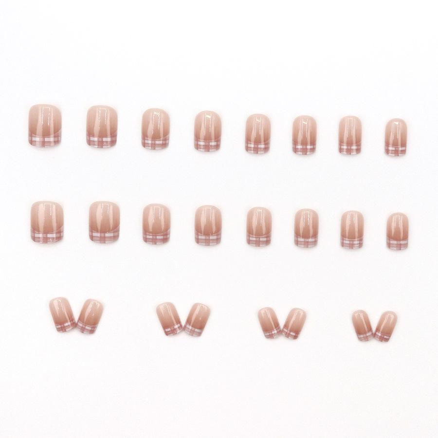 Blush Gradient Plaid Nail Stickers: Autumn/Winter Collection, 24 Pieces