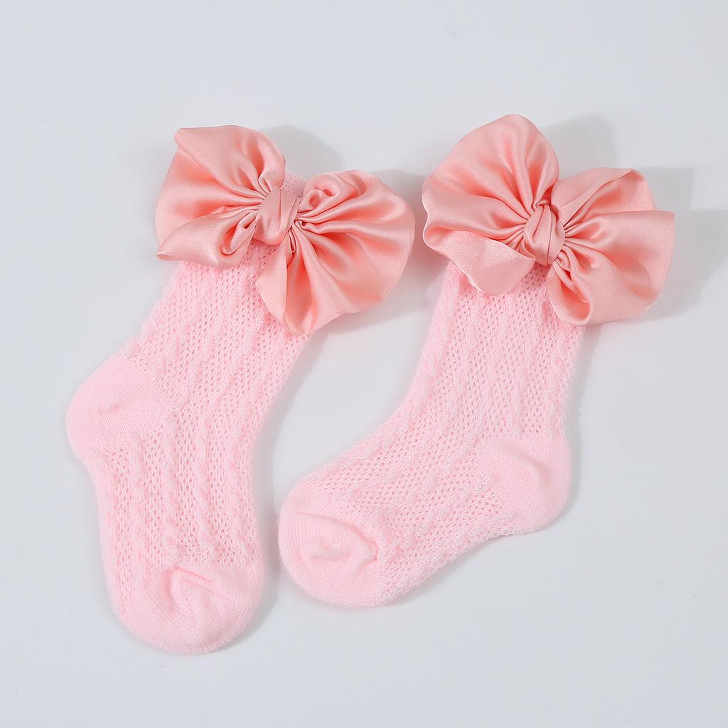 1Set Neugeborenen Big Bowknot Stirnbänder Aushöhlen Lange Socken Neue Baby Weiche Feste Prewalker Socke Mädchen Infant Gestrickte Haarband Socken