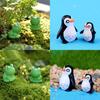 Charming Penguin Father And Son Miniature Decoration With Cute Blue Eyes Frog