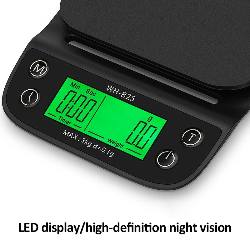LCD Digital Electronic Coffee Scale Kitchen Baking Coffee Weight Balance Kitchen Scale 3kg/0.1g Digital Food Scale for Baking
