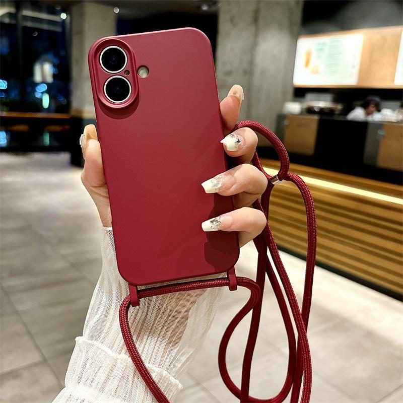 Tekuté silikonové pouzdro na telefon Apple iPhone 16 15 14 13 12 11 Plus Pro Max Hand Strap Ochrana lana Nárazuvzdorný kryt