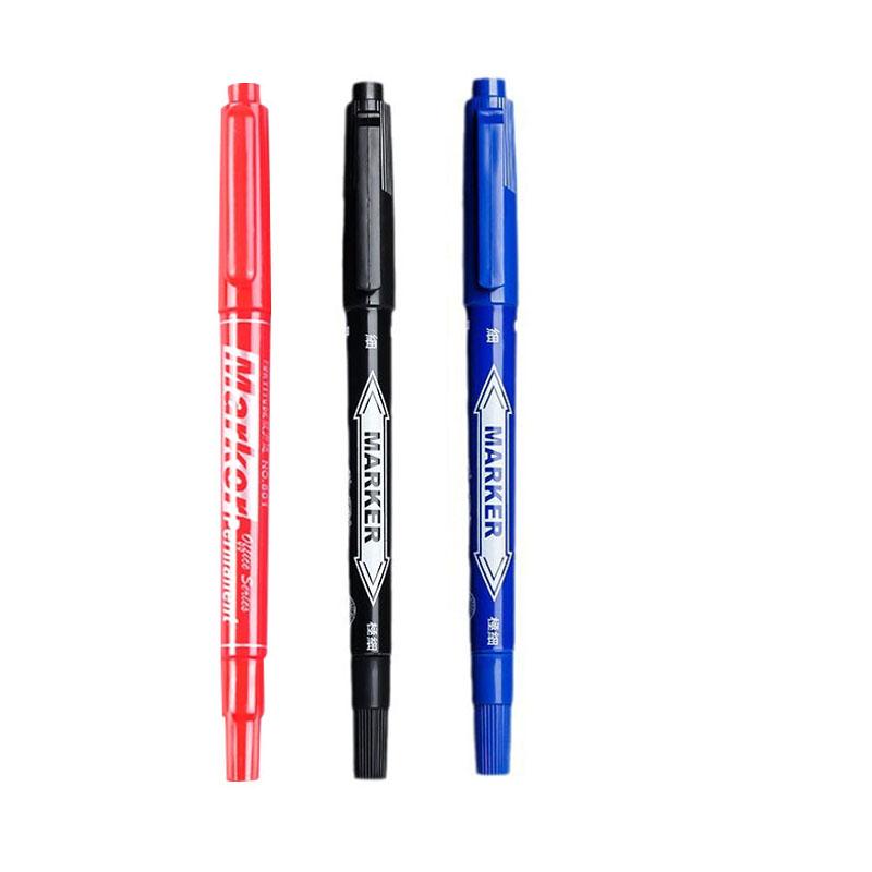 5pcs Oil Marker Pens Marker Pens Double Headed Oily Marker Pens Black Blue Red Art Markers School Supplies and Office Stationery