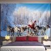 Vánoční umění Tapiserie na zeď Santa Claus a sníh Vánoční pozadí Deer Domácí pokoj dekorace dárek