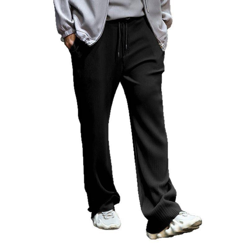 Spring and Autumn Jacquard Stripe Wide-leg Men's Casual Loose Straight Leg Plus Size Pants