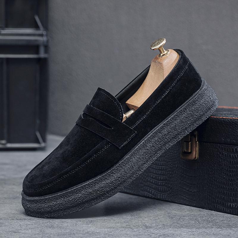 Fashion Spring Khaki Casual Loafers Men Comfortable Breathable Suede Casual Shoes Man Slip-On Platform Shoes For Men zapatos para hombre