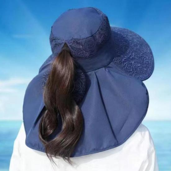 Sun Hat High-Density Sunscreen Fabric UPF50+ Protection Wide Brim Fisherman Hat Shawl Face Guard Design Outdoor Summer Hat