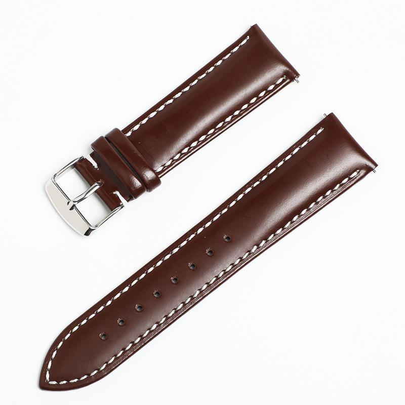 Unisex Leather Watch Wristband 18/19/20/21/22mm First Layer Cowhide Switch Ear Watch Strap