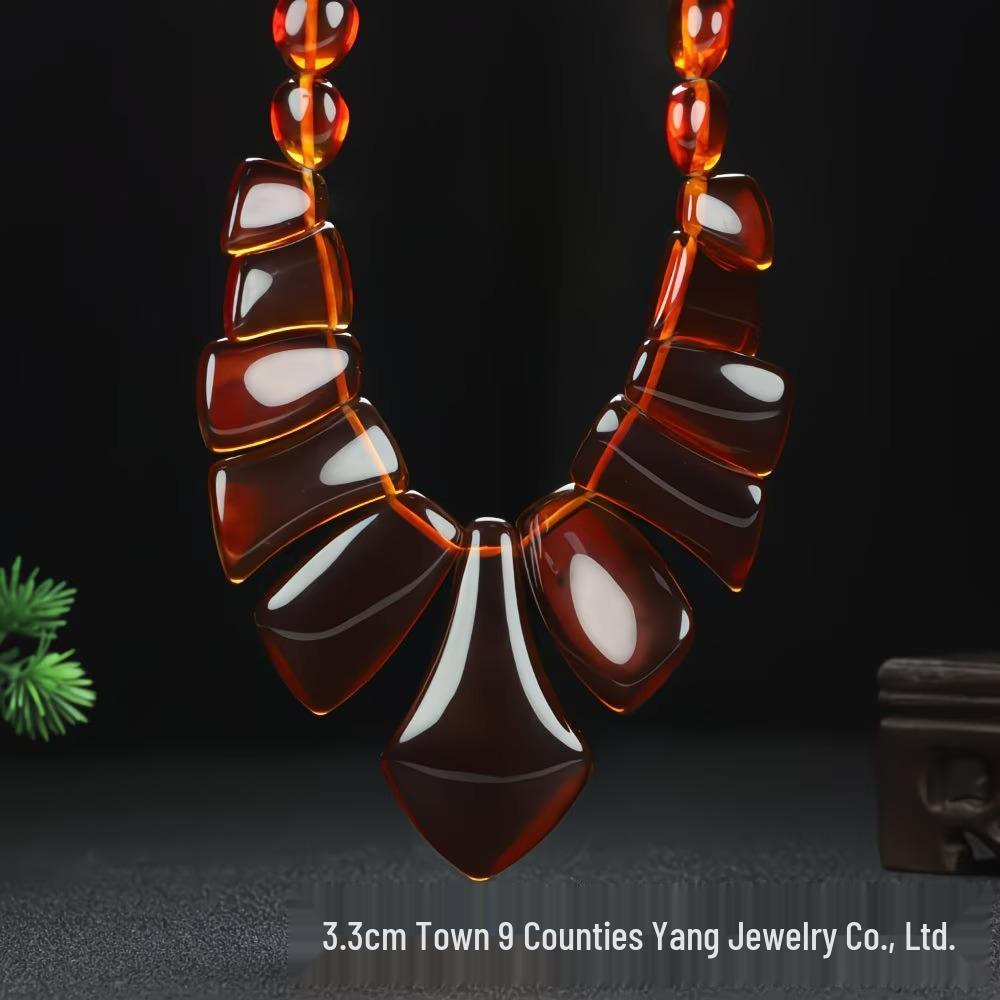 Second Gen Amber Beeswax Blood Spot Necklace - Trendy High-End Craft for Women