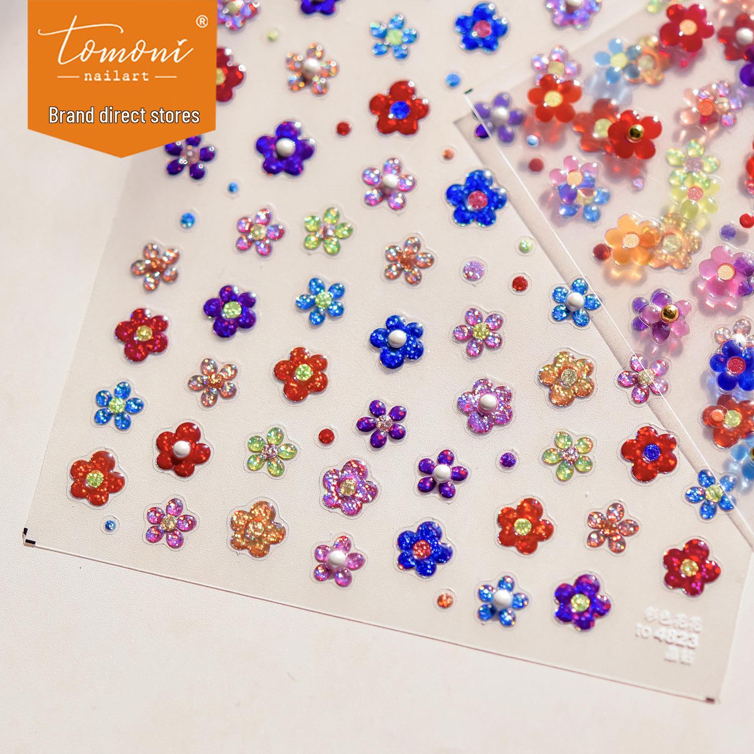 

Tomoni Crystal Diamond Children s Nail Stickers: Colorful Floral Mixed Styles