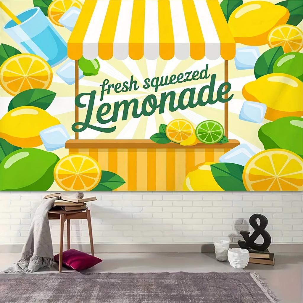 2D Plane 1 Piece of Cute Freshly Squeezed Lemonade-themed Background Fabric Party Decoration Banner Birthday