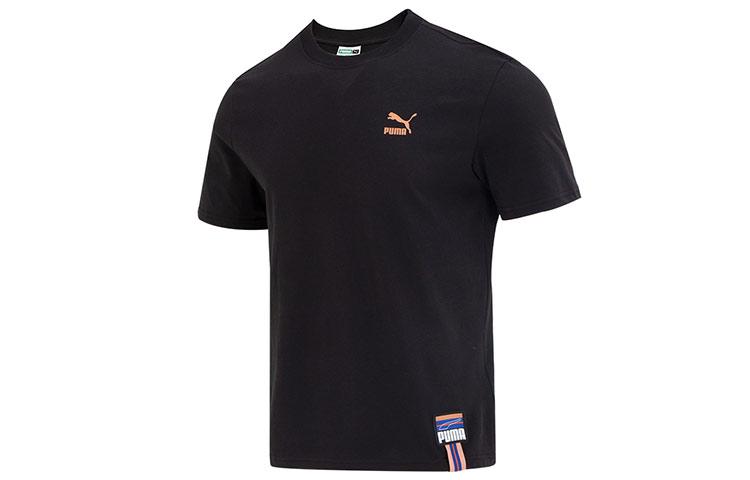 PUMA T Shirts Unisex Black Crew Neck Moderate Straight Fit 677382-01