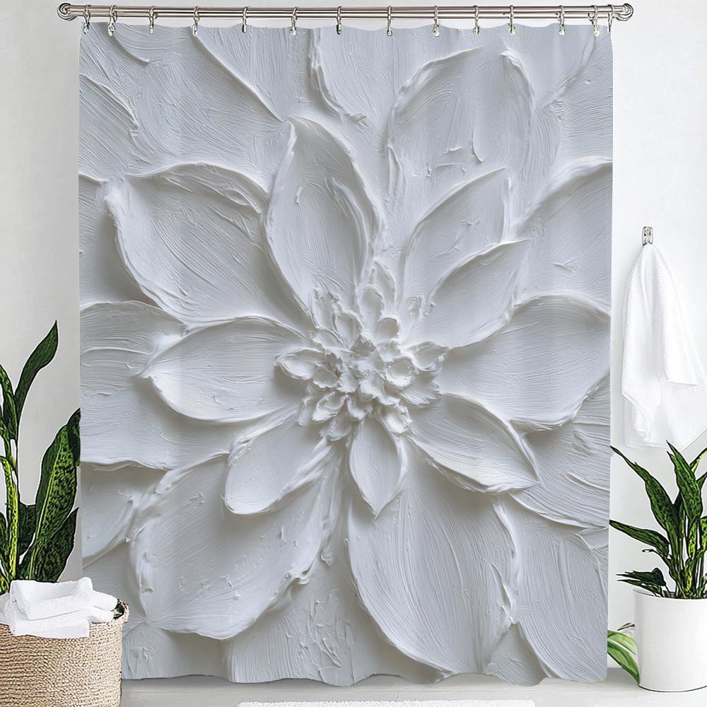 

White Floral Shower Curtain - Elegant Bath Decor, Perfect For Those Who Love Nature-Inspired And Serene Designs Home Curtain W60H190(CM)-1 Pcs