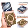 Glitter Faux Leather for Samsung Z Flip 7/6 Phone Case with Magnetic Rotatable Kickstand, Anti-peep Film Protective Hinge Cover