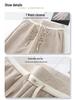 Women's Beige Acetate Wool Wide-Leg Pants - New 2024 Autumn/Winter Casual Straight-Leg Design