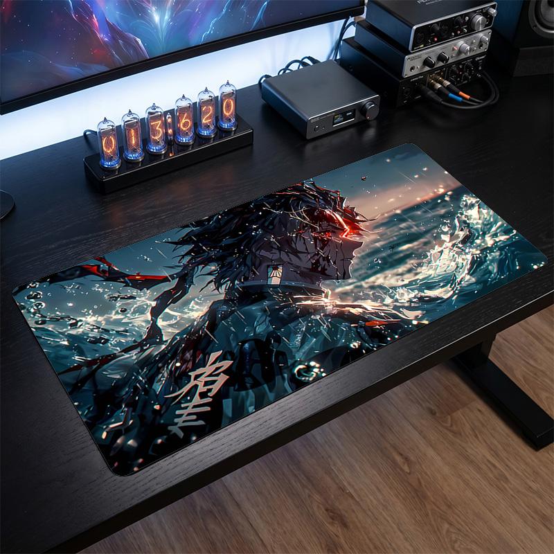 Kamado Tanjiro Bedrucktes Mauspads Rutschfeste Wasserdichte Gummi-Schreibtischmatte für Gaming Büro Laptop Heimdeko Geschenk 30cmx80cm(11.8x31.5inch)