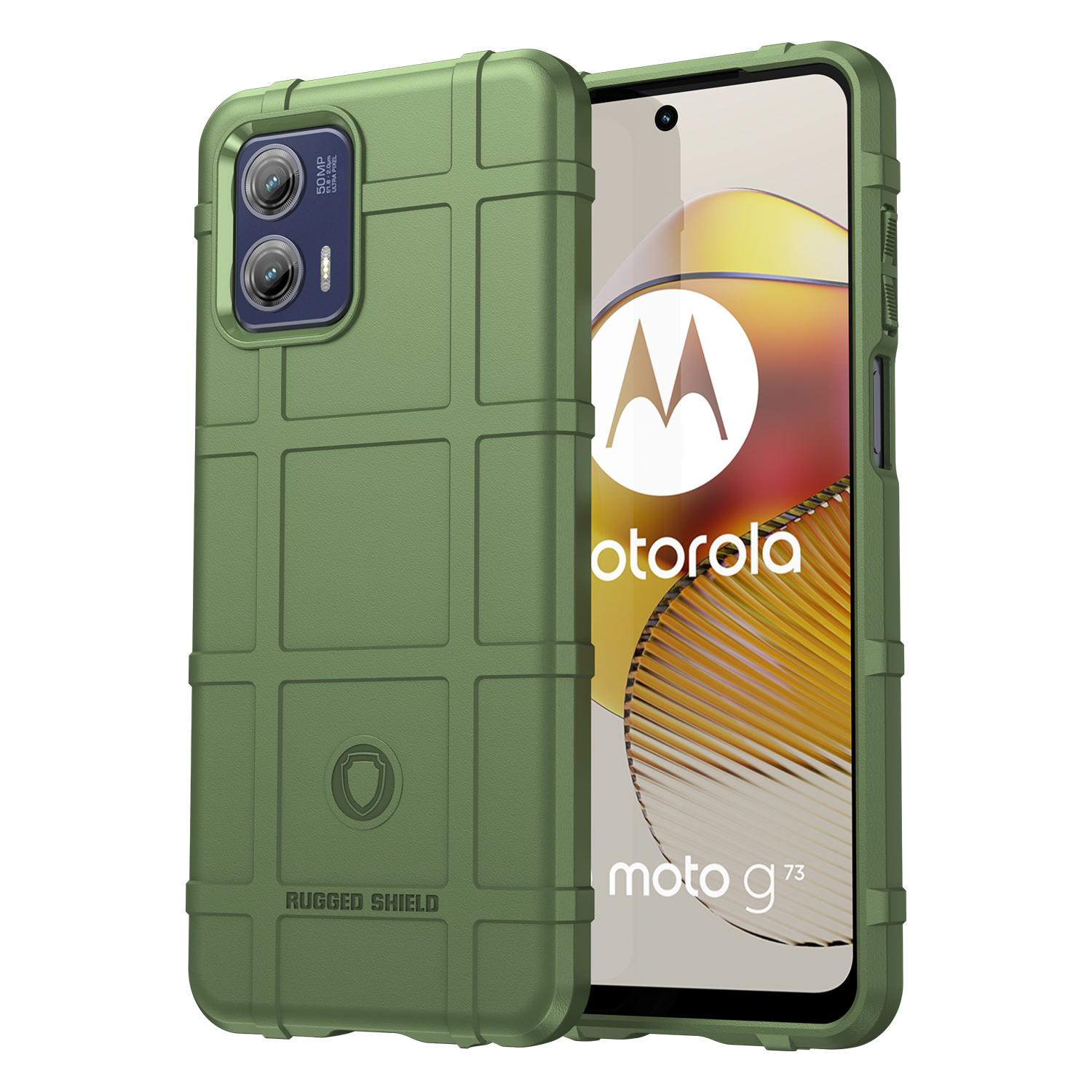 

For Motorola Moto G73 5G Mobile Phone Cover Rugged Square Grid Texture Shockproof Soft TPU Cell Phone Case Green