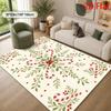 2D Flat Christmas Rug with Flower & Candy Cane Pattern, Festive Soft Durable Decor Mat for Indoor & Outdoor