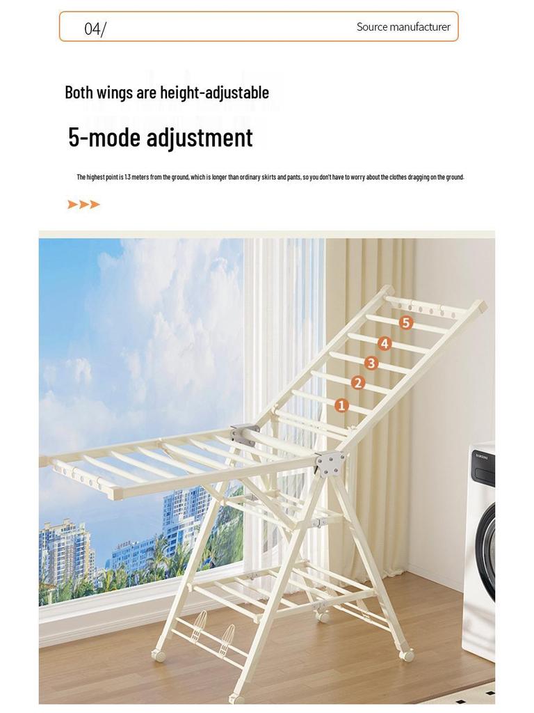 Wing-shaped Multi-purpose Folding Clothes Rack for Home, Bedroom, and Balcony