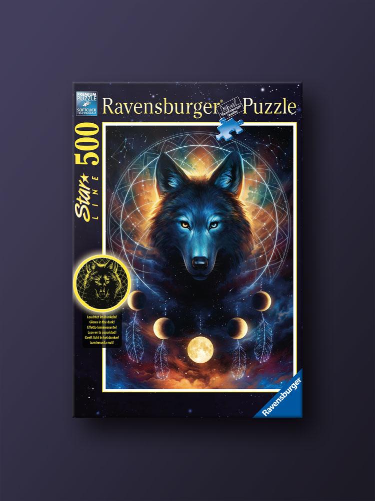 Ravensburger Starlight Glowing Wolf 500-Piece Glow-in-the-Dark Jigsaw Puzzle