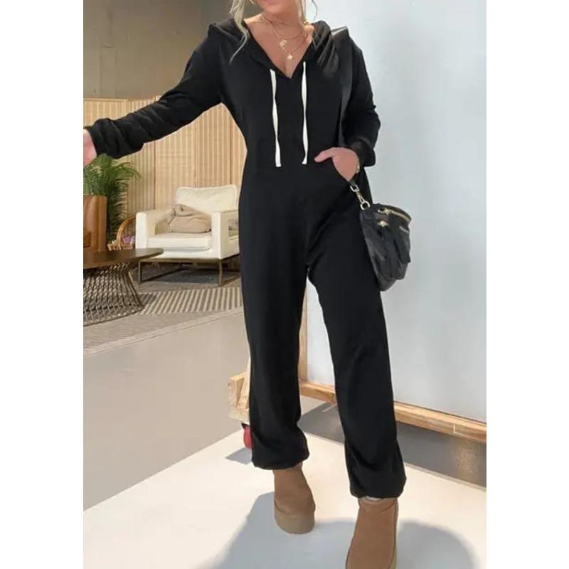 Spring and Autumn Jumpsuit Hoodie Set Women's Solid Color Casual Suit Hooded Top Elastic Waistband Ankle Pants New Fashion