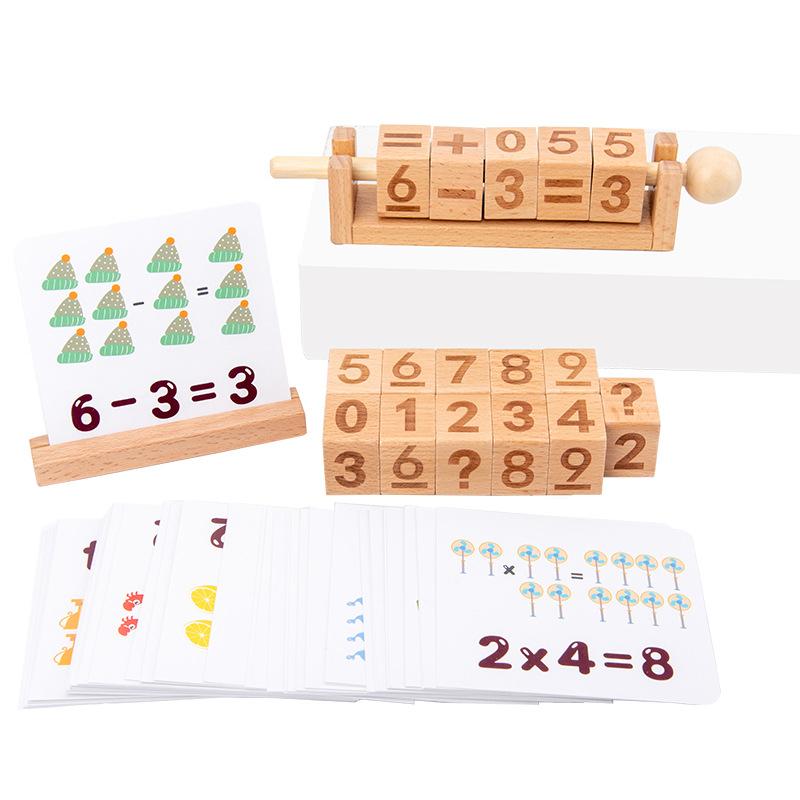 New Wooden Toy Learning Cognitive Game Spelling Words English Number Card Cube Building Block Toys Gifts For