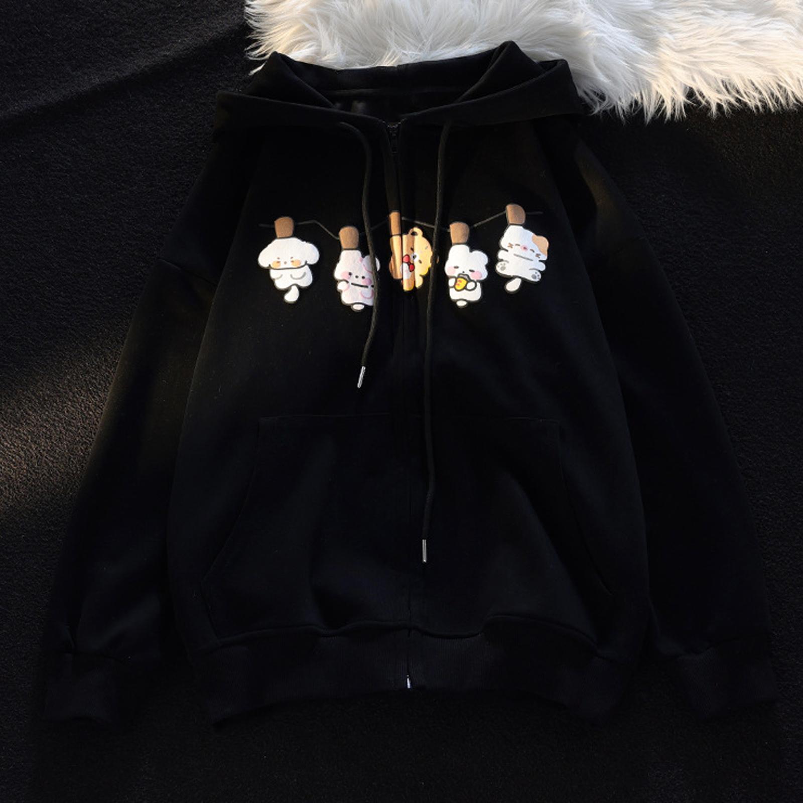 

Женская модная повседневная толстовка с длинным рукавом и круглым вырезом, пуловер, топ с карманами M чёрный